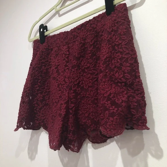 Free People High Waisted Red Lace Shorts - Picture 6 of 9